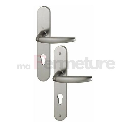 Poignée Grande Plaque Fenêtre PVC - Aspect Inox - Epaisseur de porte 58-67mm - Hoppe